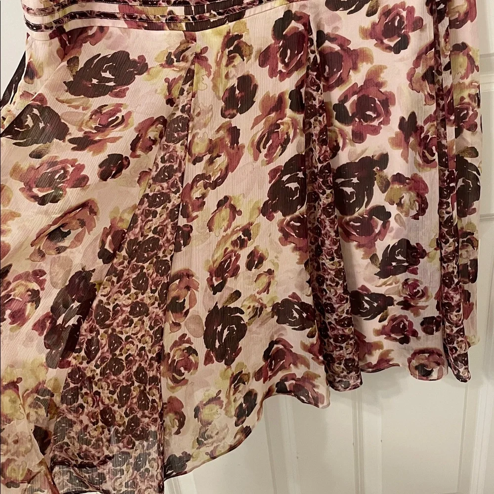 Simply Vera Vera Wang Burgundy Pink Rose Floral Dress 1X - Picture 3 of 6